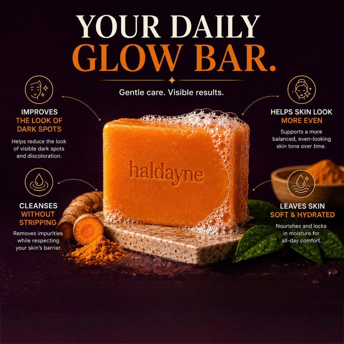 Turmeric + Kojic Acid Glow Bar - Haldayne